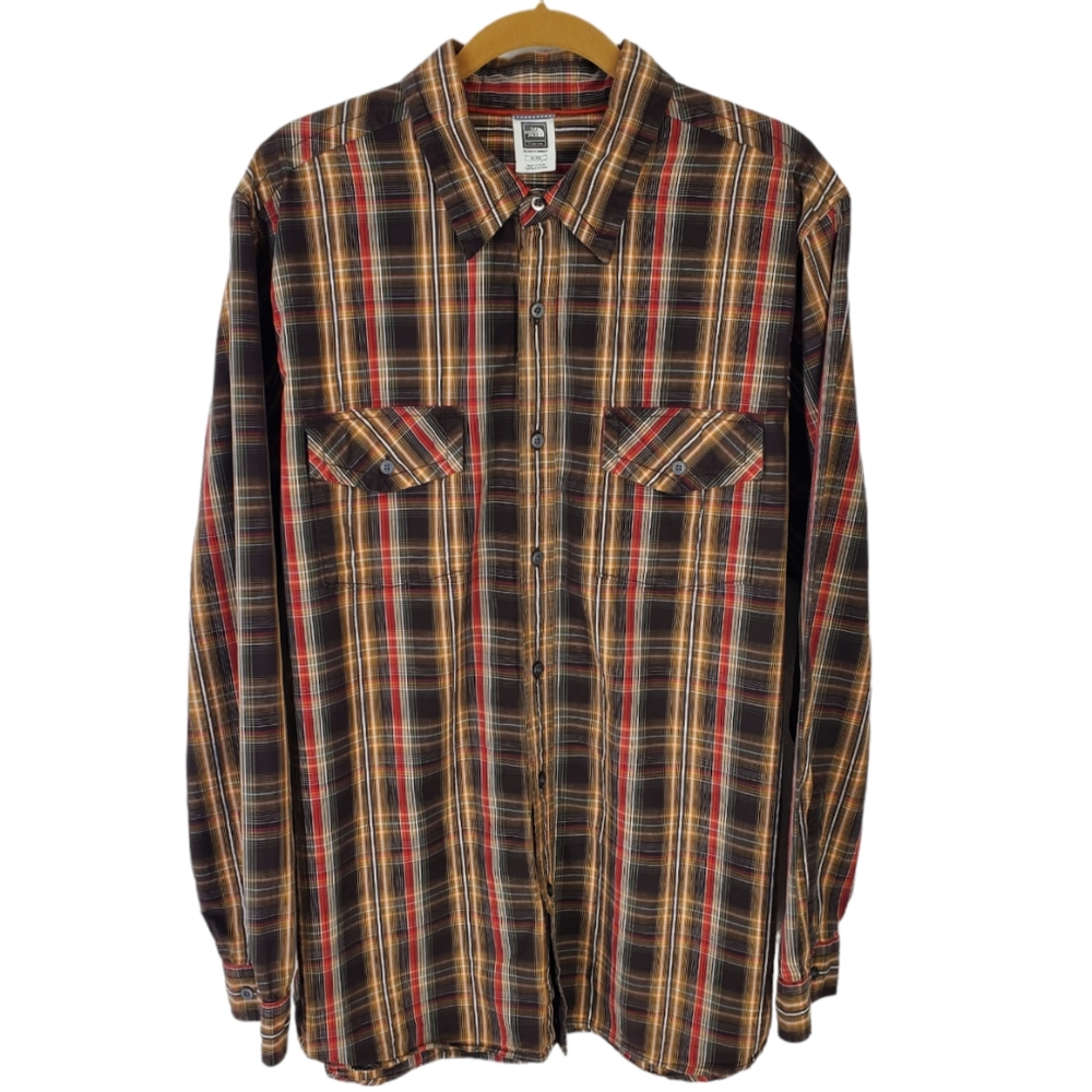 The North Face A5 Series Brown Plaid Collared Button Down Longsleeve Shirt Sz XL